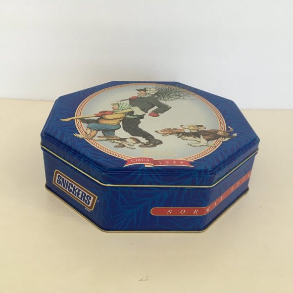 Snickers limited edition canister 1997 Norman Rockwell holiday graphics tin - Picture 3 of 9
